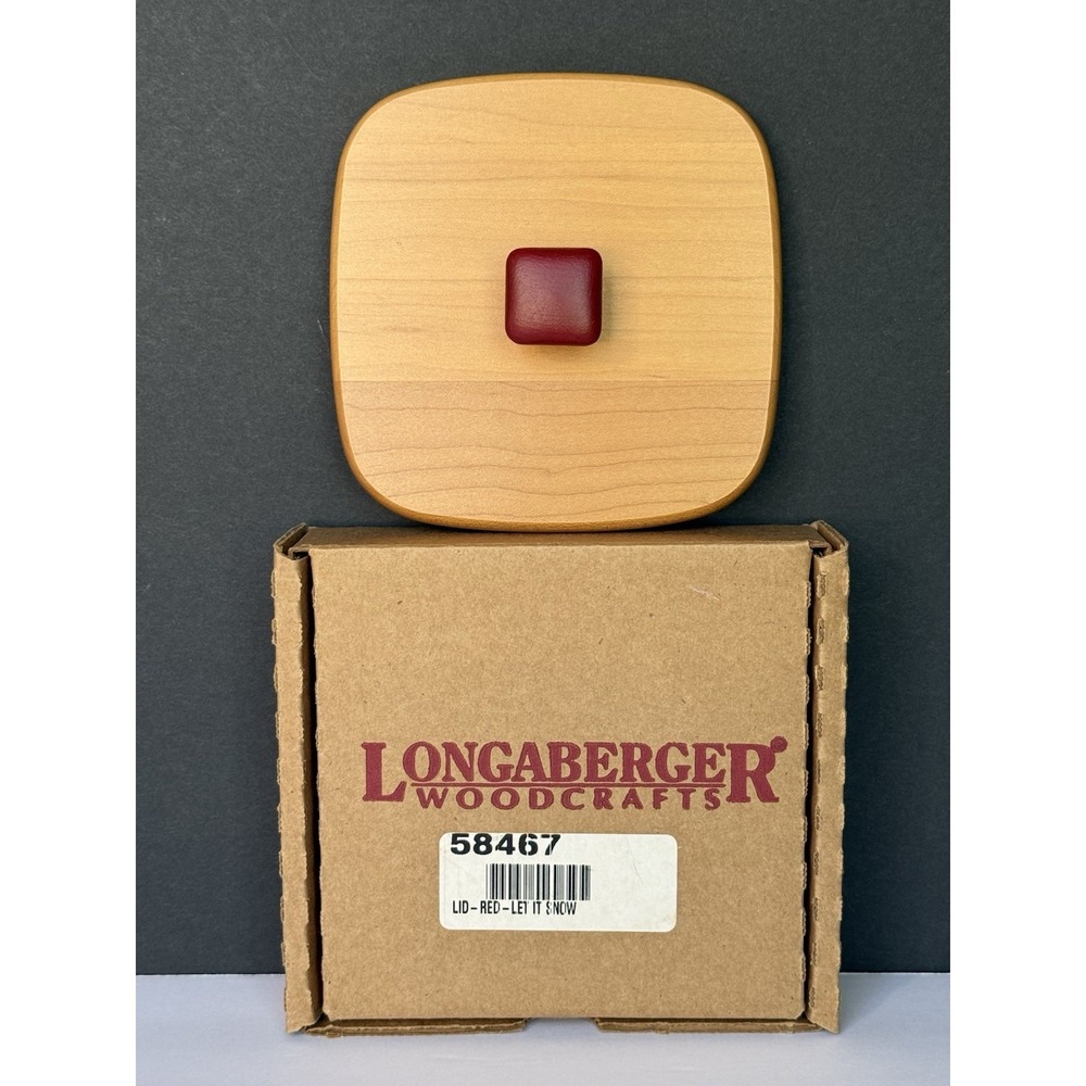 NIB Longaberger  Tree Trimming- Let It Snow -Small Basket Lid w/Red Knob - 58467